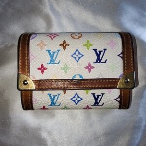 Louis Vuitton Monogram Multicolor Porte-Monnaie Plat Coin Purse White